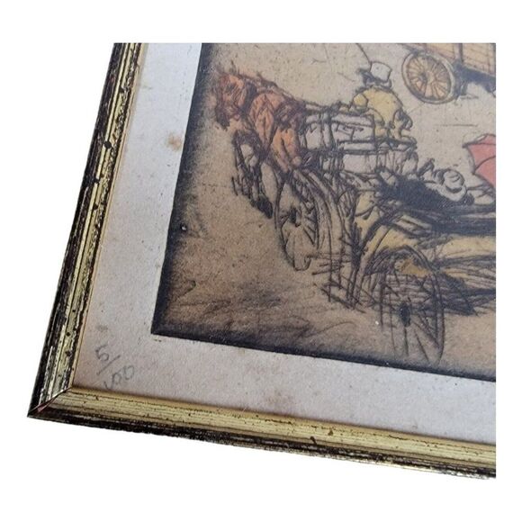 Armand Coussens Tinted Etching Print Signed Numbered Louvre French Covered Wagon - Picture 4 of 9
